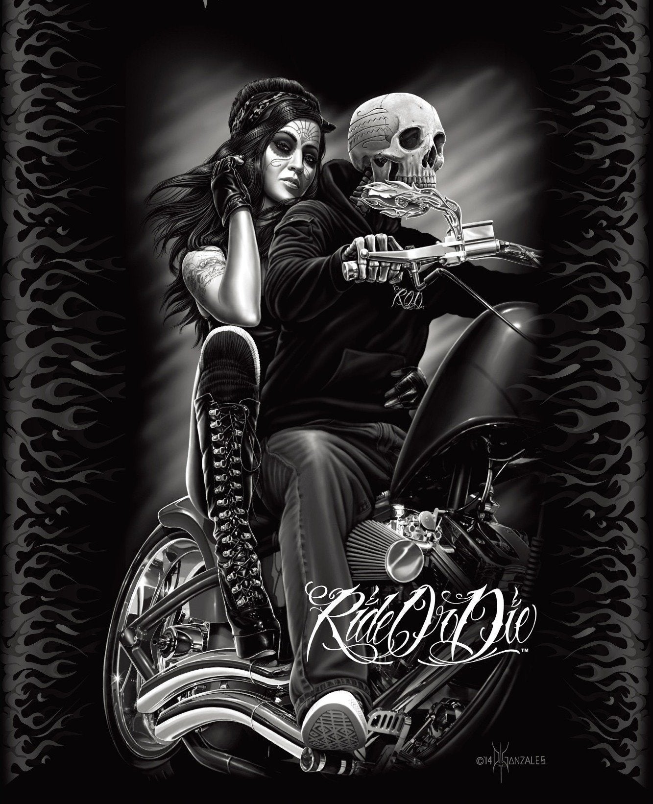 Dga Ride Or Die Motorcycle Biker Babe Queen Size Luxury Royal Plush Blanket