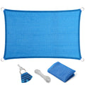 Eden'S Decor Straight Flat-Edged Sun Shade Sail Rectangular 5' X 6' Blue Uv-Blocking Outdoor Canopy Fabric Cloth Awning For Perg