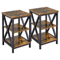 Yaheetech Industrial End Tables Set of 2, 3-Tier Side Tables with Storage Shelves for Living Room, X Design, Strong Metal Frame,