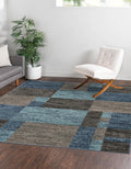 Unique Loom Autumn Collection Area Rug - Providence (7' 10'' Square, Blue Gray/ Light Brown)