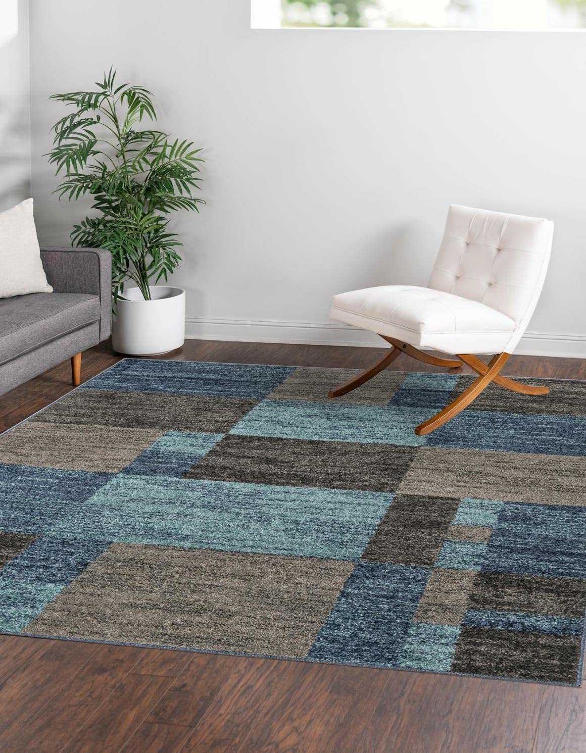 Unique Loom Autumn Collection Area Rug - Providence (7' 10'' Square, Blue Gray/ Light Brown)