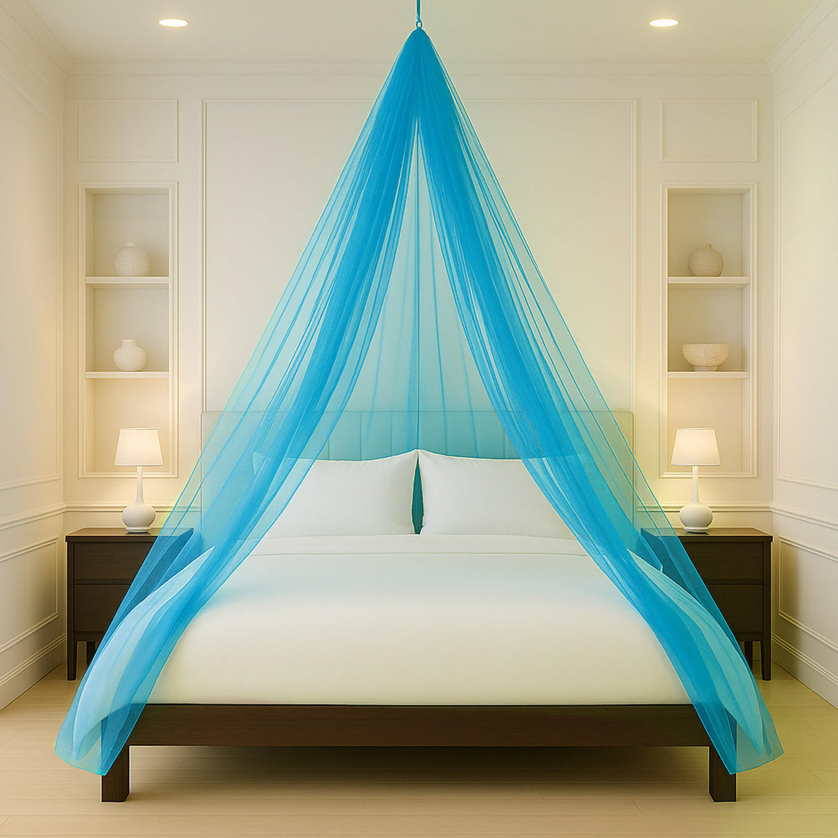 1iAM Turquoise Decoration Net Combo Pack of 4 | 1pc 16x5ft Cabana Turquoise Net, 2pcs Hooks & 1pc Ribbon For Home Decor, Birthda