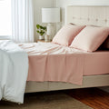 Amazon Basics 4 Piece Bed Sheets Set, 100% Cotton Jersey, Includes Super Soft, Flat and Fitted Sheets, Pillowcase, Queen, Blush,