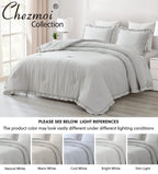 Chezmoi Collection Nora 3-Piece Ruffled Edge Trim Soft Washed Microfiber Comforter Set (Oversized Queen, Light Gray)