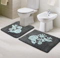 Saral Home Soft Microfiber Bathmat Set with Contour (Pack of 2, 45x60 cm, 45x50 cm) (Grey)