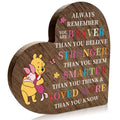 You Are Braver Than You Believe Sign Standable Wooden Heart Plaque, Inspirational Quotes Desk Sign Decor for Son Daughter Friend