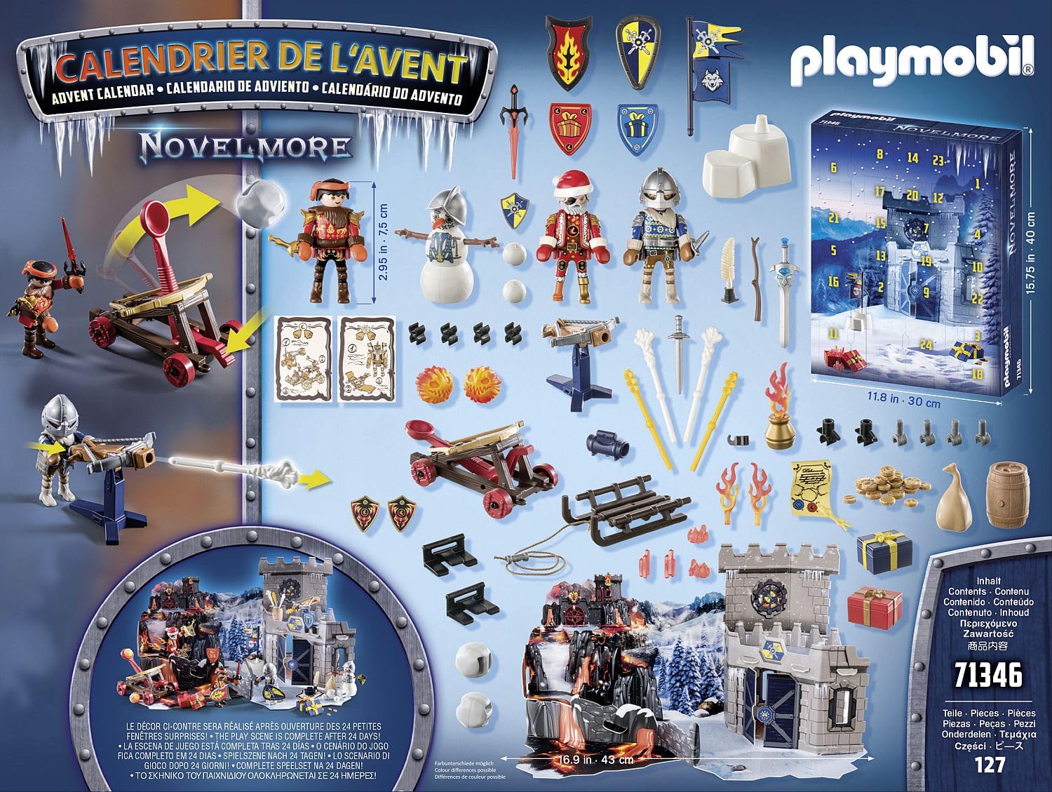 Playmobil Advent Calendar - Novelmore Battle in The Snow, One Size, Multicolor, Model 71346