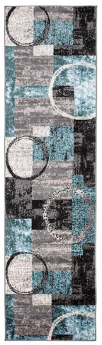 Rugshop Contemporary Abstract Circle Design Soft Runner Rug 2'7'' X 8' Gray