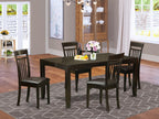 East West Furniture LYCA5-CAP-LC Lynfield 5 Piece Kitchen Set for 4 Includes a Rectangle Dining Room Table with Butterfly Leaf and 4 Faux Leather Upholstered Chairs, 36x66 Inch