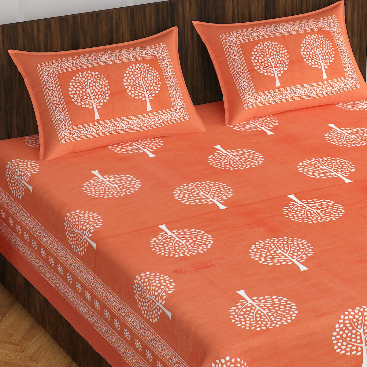 Meejoya Cotton Rajasthani Jaipuri Traditional King Size Double Bed Bedsheet with 2 Pillow Covers  Jaipuri_69