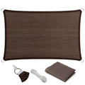 Eden'S Decor Straight Flat-Edged Sun Shade Sail Rectangular 5' X 7' Brown Uv-Blocking Outdoor Canopy Fabric Cloth Awning For Per