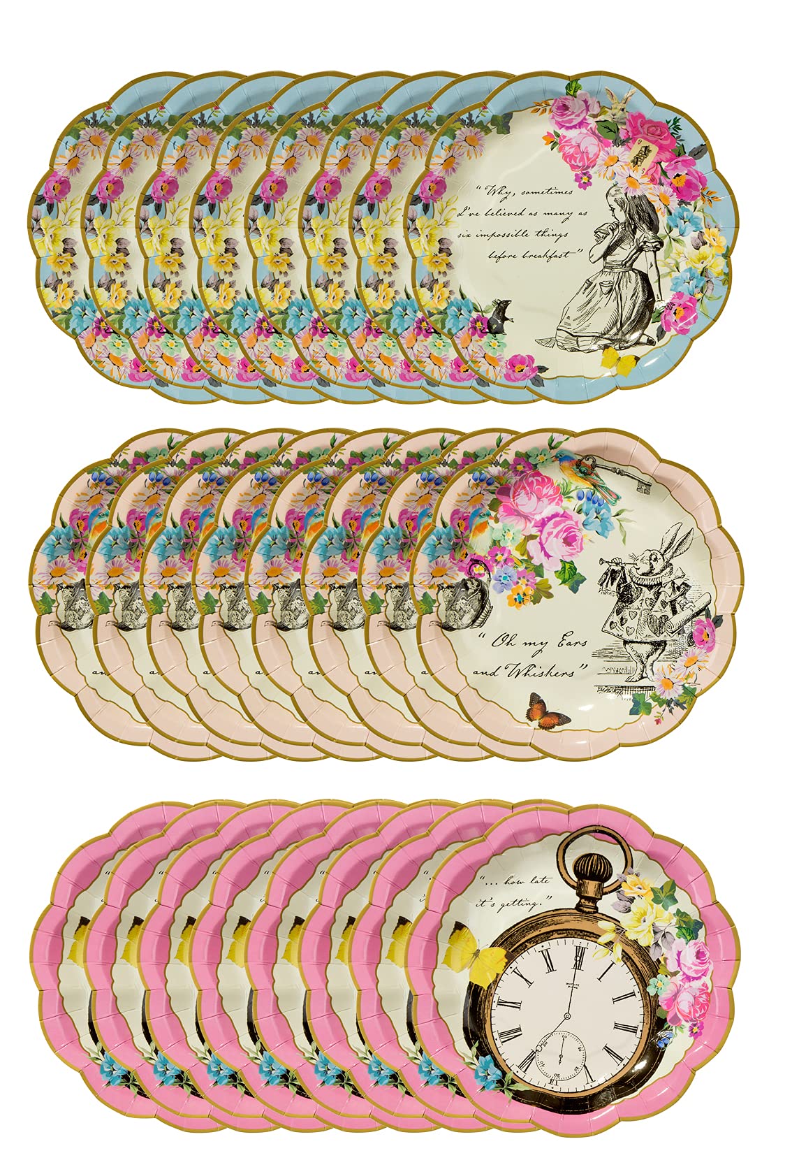 Talking Tables Pack of 24 Alice in Wonderland Themed Disposable Paper Plates | Supplies for Mad Hatter Tea Party, Birthday, Baby