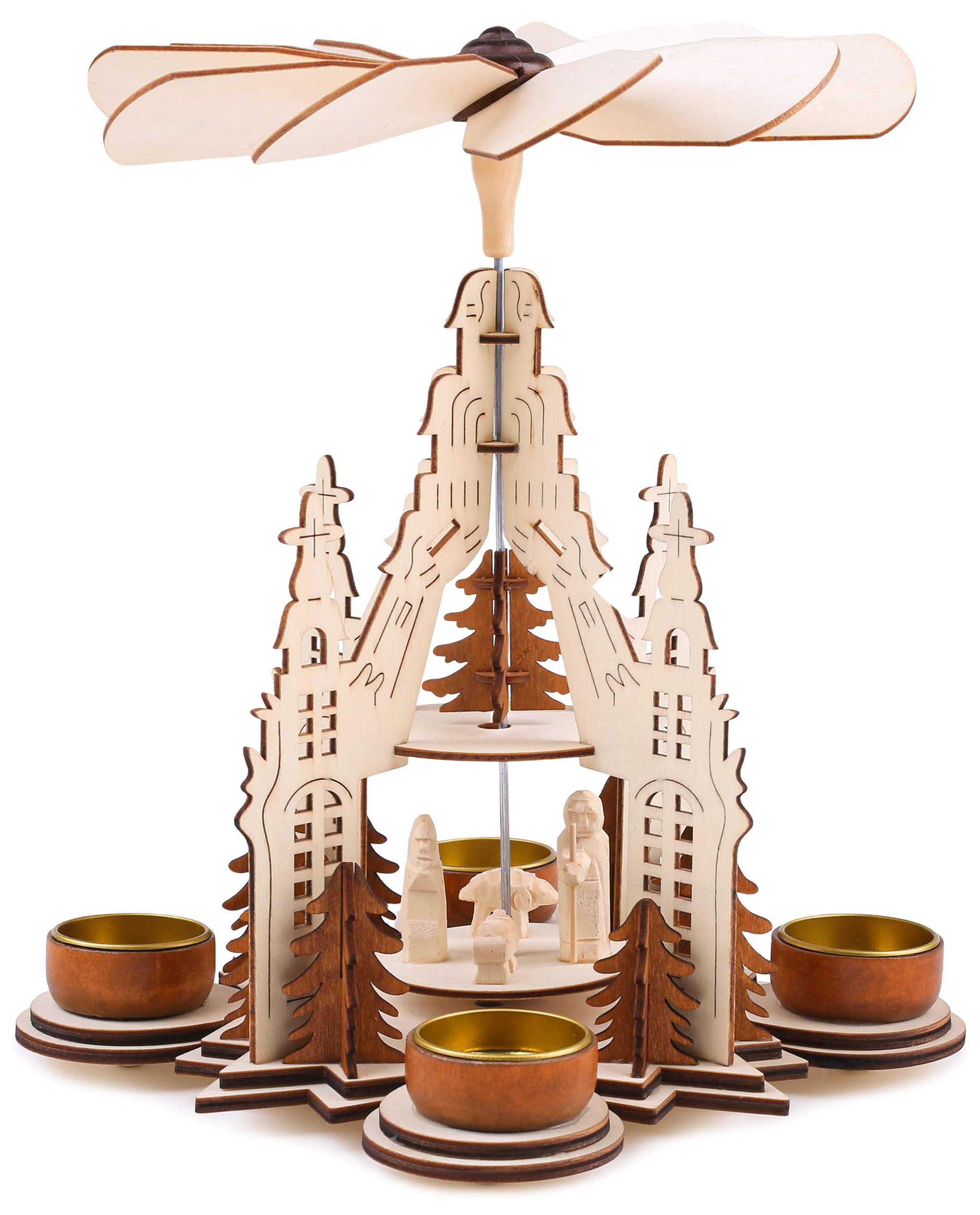BRUBAKER Christmas Pyramid - Nativity Scene with Jesus in a Manger - Designed in Germany