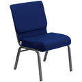 4 Pk. 21 Extra Wide Navy Blue Fabric Stacking Church Chair - Silver Vein Frame