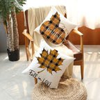 18X18 Fall Pillow Cover Set Of 4 Harvest Buffalo Plaid Wreath Pumpkin Maple Leaves Truck Throw Pillows Cases Thanksgiving Hallow