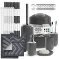 Clara Clark Bathroom Accessories Set - 23PC Shower Curtain Set with Bathroom Trash Can, Grey Bathroom Set, Bathroom Sets with Sh