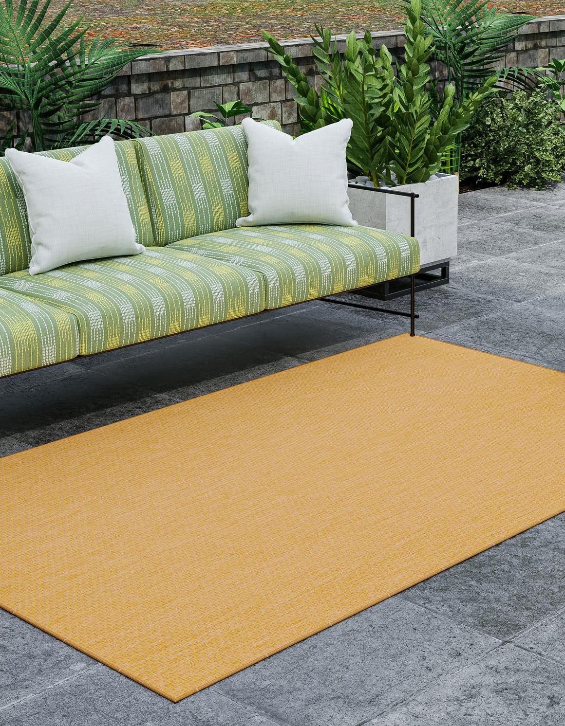 Unique Loom Collection Casual Transitional Solid Heathered Indoor/Outdoor Flatweave Area Rug (10' x 13' 1'' Rectangle, Corn Harv