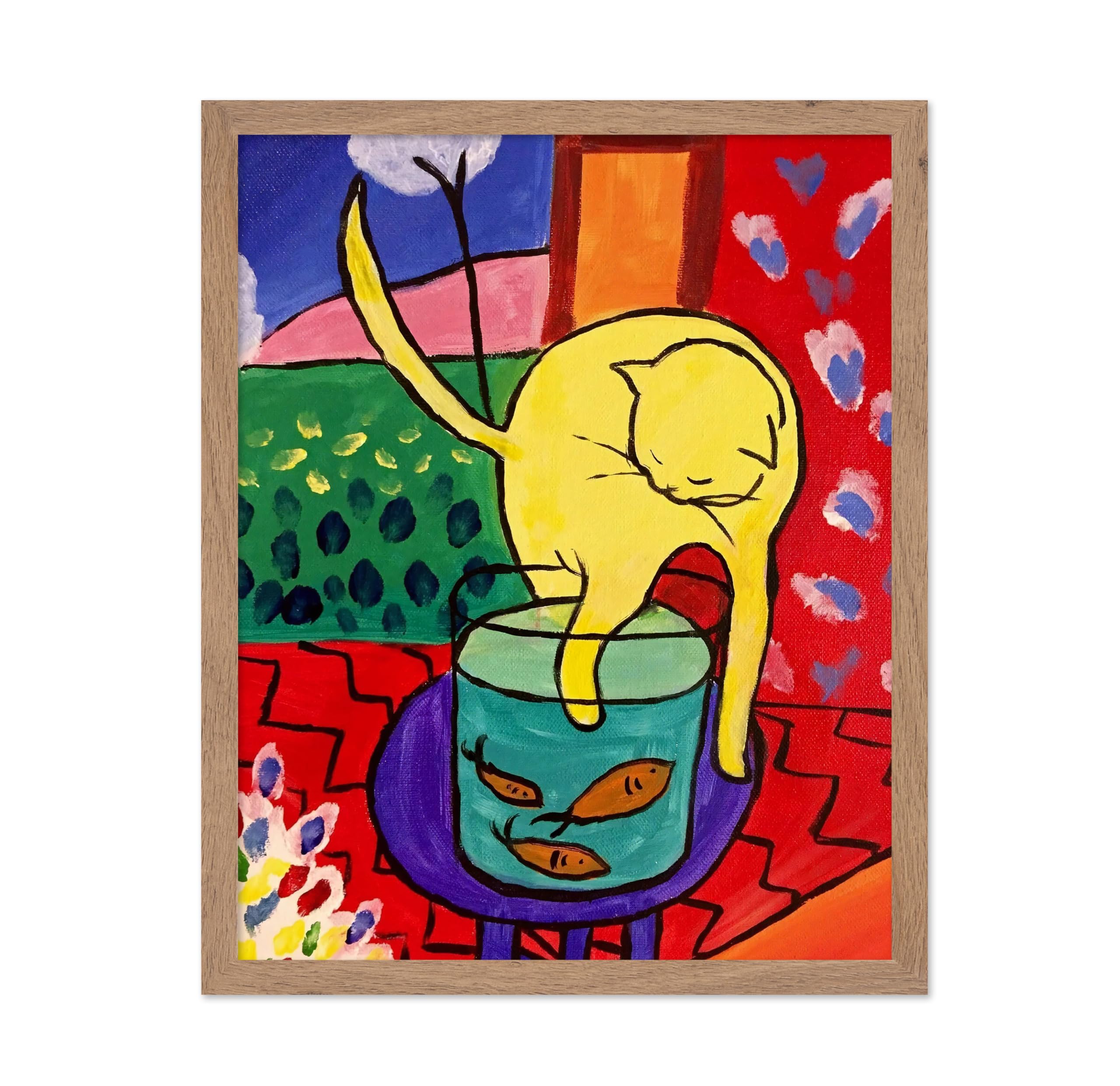 Poster Master Vintage Henri Matisse Poster - Retro Fauvism Print - Gift for Artist, Housewarming - Cat with Red Fish, Aesthetic,