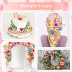 217 Pieces Mini Silk Heads Fake Rose Daisy Faux Flowers For Crafts Rose Flowers Plum Blossom Heads Sunflower Wedding Decoration