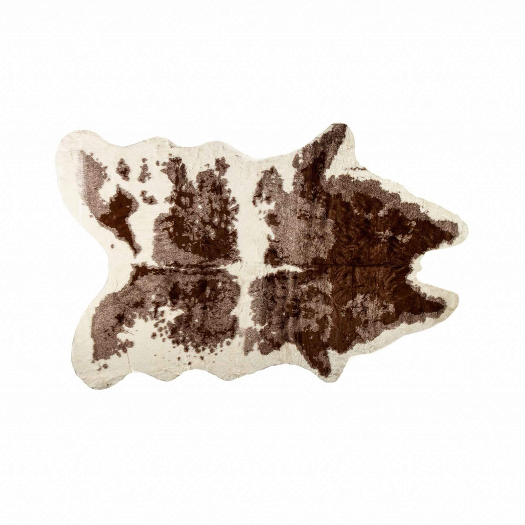 HomeRoots Kitchen 63' x 90' Decorative Faux Hide Area Rug - Chocolate and White