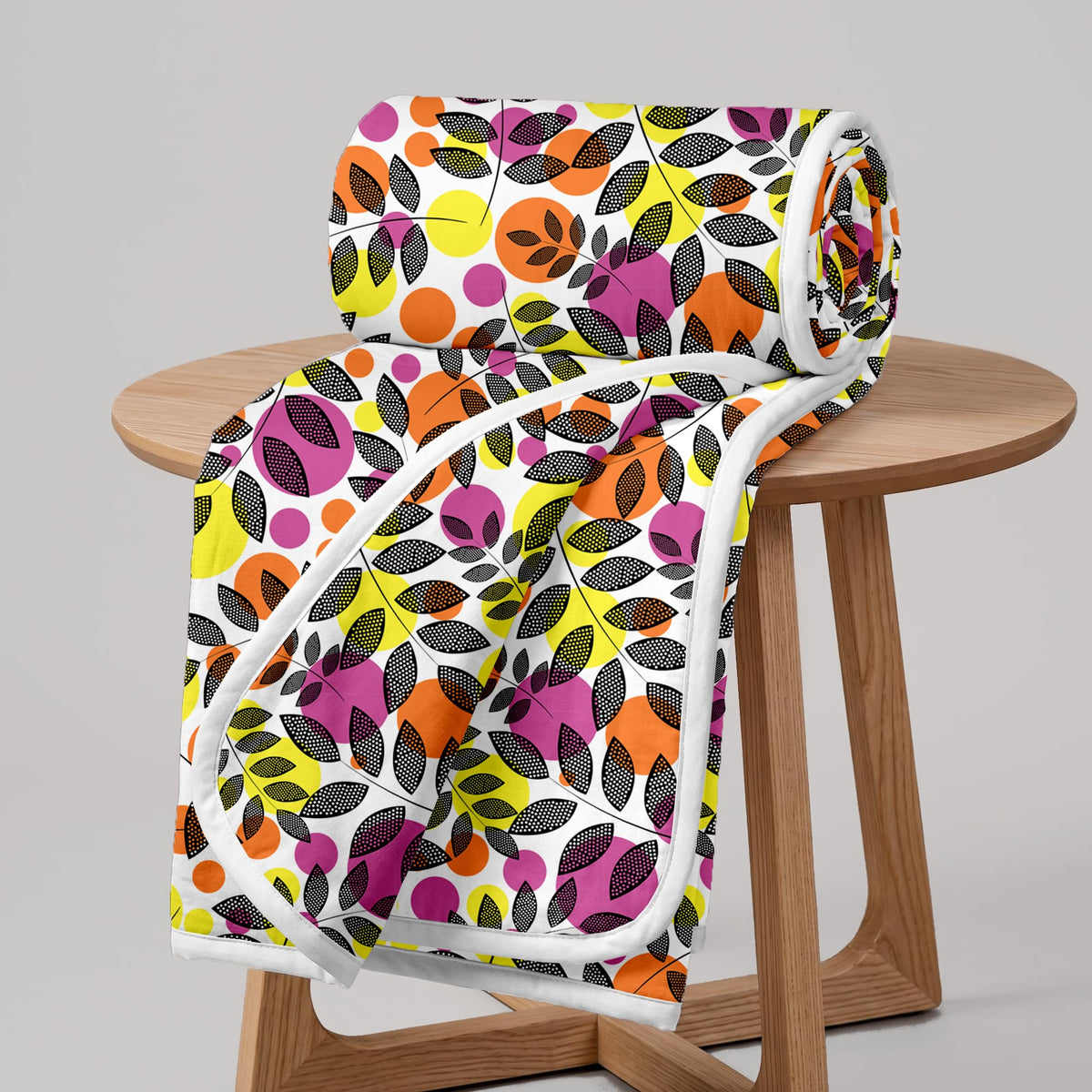 Divine Casa Glace Cotton 120 GSM Reversible Lightweight Printed Double Bed AC Dohar Blanket Quilt  Yellow Pink| TC  120