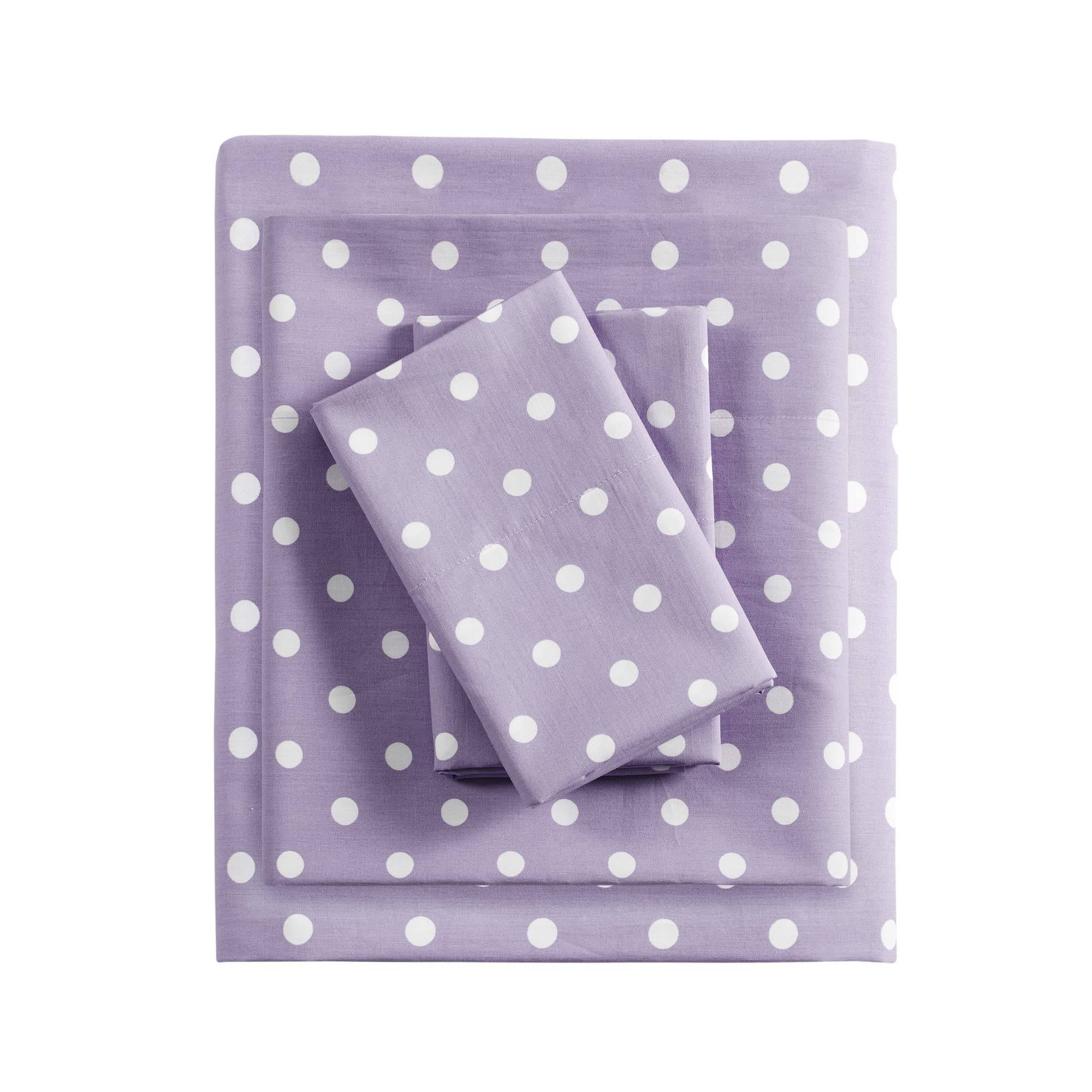 Mi Zone - Mz20-419 100% Cotton Percale Ultra Soft Sheet Set, Full, Purple Polka Dot