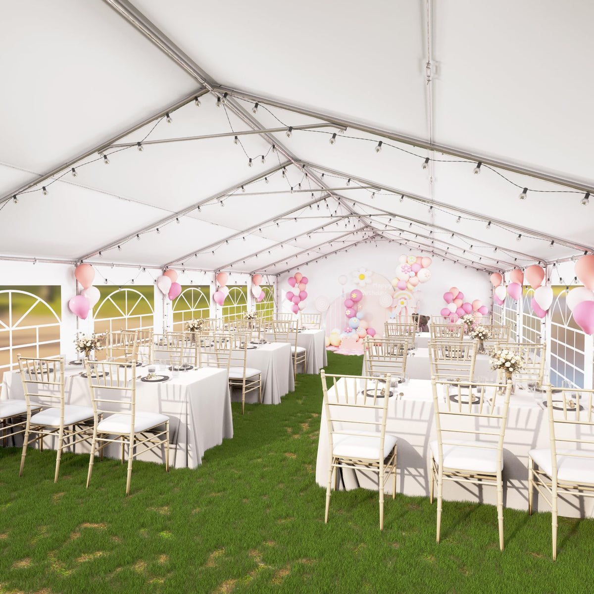 Phi Villa 40'X20' Outdoor Heavy Duty Party Tent Large Commercial Canopy Wedding Event Shelter With Removable Sidewalls & 7 Storage Bags For Patio Outdoor Garden Events, White