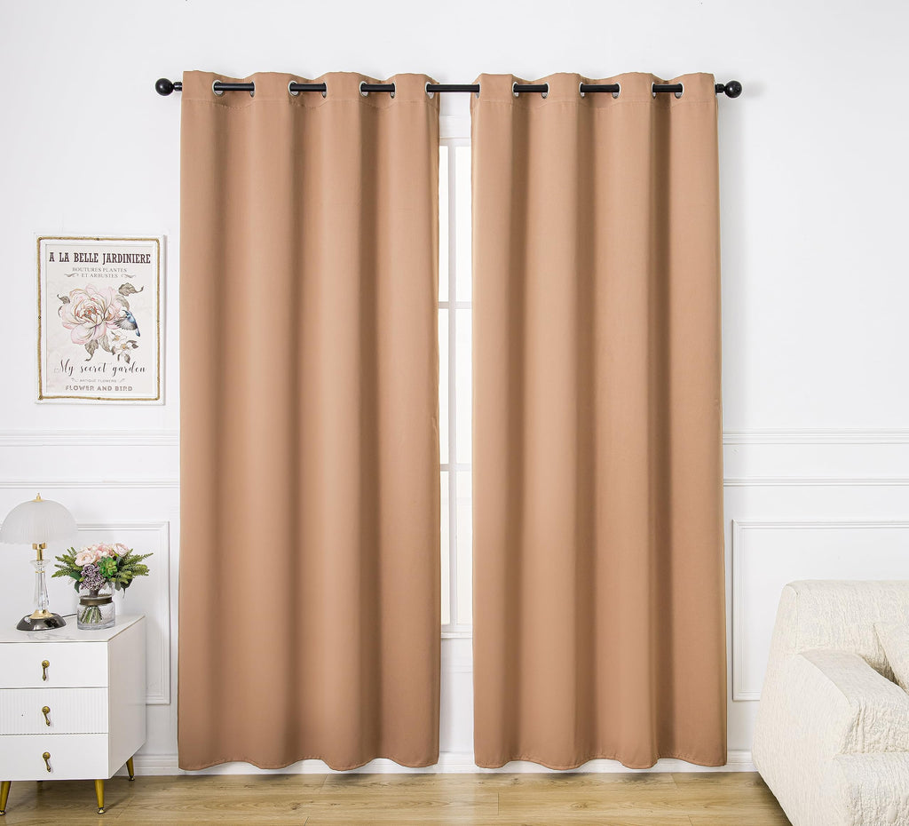 Pi Blackout Long Curtains 95 Inches Length,Privacy Room Darkening Divider Curtains With Grommet For Living Room/Bedroom/Glassdoor/Patio 1 Panel (Cappuccino,W52Xl95)