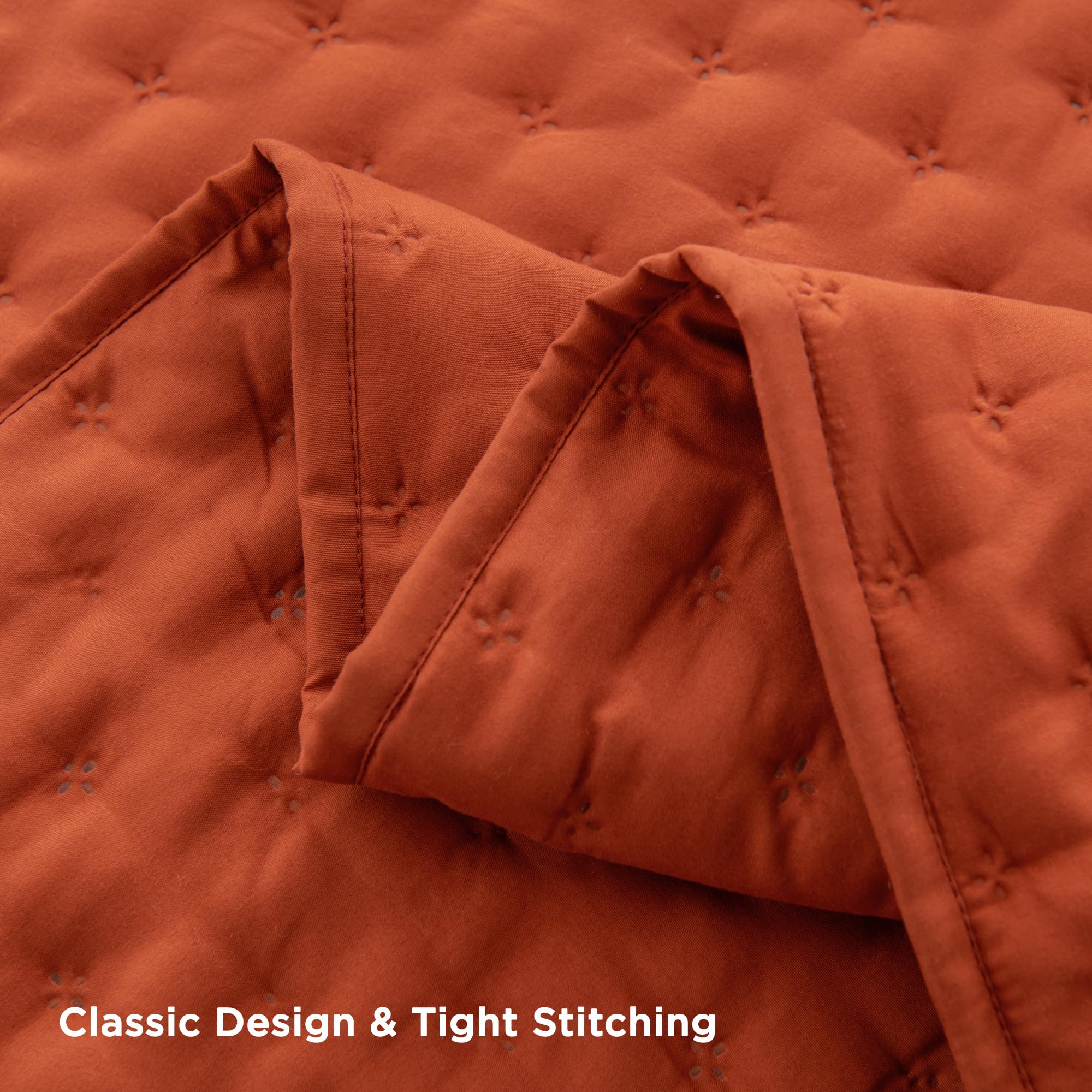 Andency King Size Quilt Bedding Set (106X96 Inch), 3 Pieces Burnt Orange Fall Soft Lightweight Bedspread Coverlet, Terracotta Ru