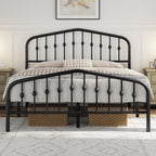 Yaheetech Queen Bed Frames Metal Platform Bed With Victorian Style Wrought Iron Headboard And Footboard/Easy Assembly/No Box Spring Needed/Black Queen Bed