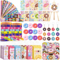 VAMWOGO Donut Party Favors 122Pcs Doughnut Themed Birthday Decorations Sweet Dessert Supplies Include Keychains Bracelets Treat 