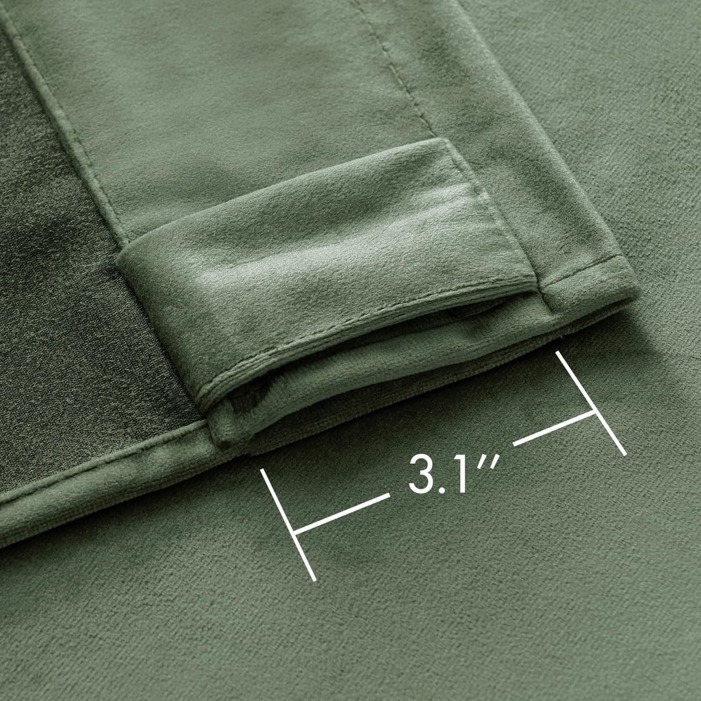 Miulee Sage Green Velvet Curtains 96 Inches Long - Luxury Blackout Curtains For Bedroom Living Room Thermal Insulated Super Soft Window Drapes Back Tab Rod Pocket, W52 X L96 Inches, 2 Panels