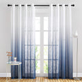 Nicetown Linen Sheer Ombre Curtains For Living Room Bedroom, Grommet Gradient Semi Sheer Vertical Window Treatments Privacy With