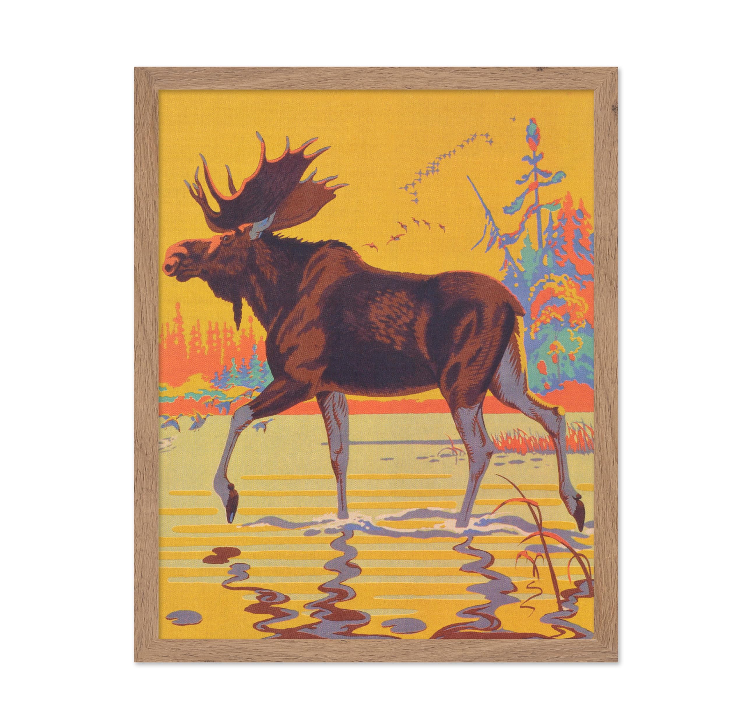 Poster Master Moose Poster - Moose Wildlife Nature Print - Animal Wall Art - Retro Wall Art - Great Wall Decor Gift for Home, Of