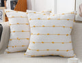 Nuyecy Set Of 2 Boho Throw Pillow Covers 22X22,Beige Yellow Neutral Couch Pillow Case With Tassel Fringe Decorative,Modern Accen