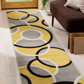 Rugshop Contemporary Abstract Circles Easy Maintenance for Home Office,Living Room,Bedroom,Kitchen Soft Runner Rug 2 x 7 2 Yel