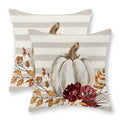 Gohdiwh Fall Pillow Covers 18X18 Set Of 2 Stripes White Pumpkin Pillowcase Fall Decor Outdoor Throw Pillow Covers Autumn Leaf Br