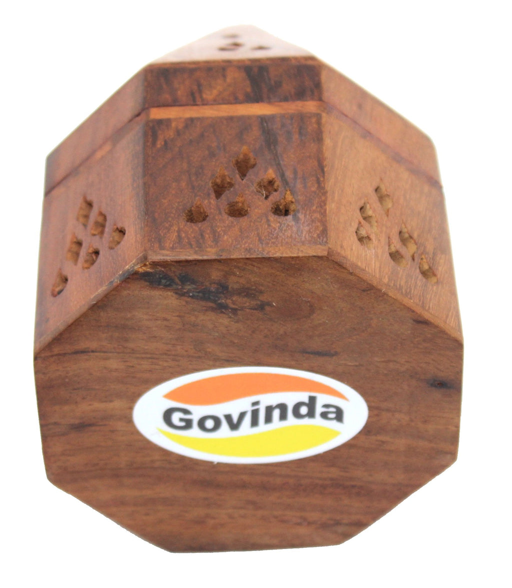 Govinda - 5 Inch Temple Wooden Charcoal/Cone Burner