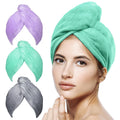 POPCHOSE Microfiber Hair Towel Wrap, 3 Packs Fast Drying Hair Turbans, Super Absorbent Hair Towel for Women, Anti Frizz Hair Wra