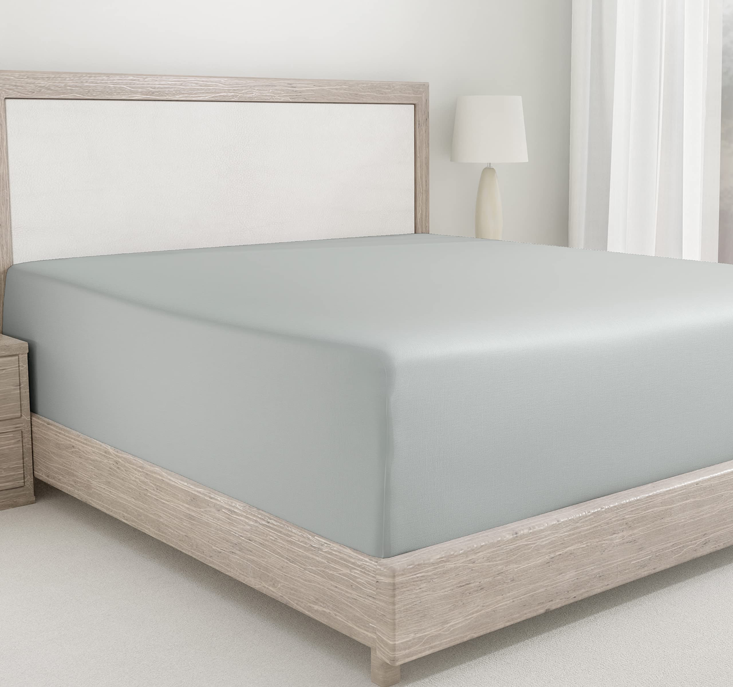 California Design Den Deep Pocket Fitted Sheet Queen Cotton, Soft 400 Thread Count 100% Cotton Sateen, Snug Fit, No Pop-Off Elas