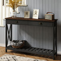 ChooChoo 47 Farmhouse Console Table with Drawer for Entryway, Narrow Long Entry Table with Shelf for Living Room, Rustic Vintage