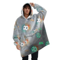 Glow In The Dark Football Wearable Blanket Hoodie For Adult,Oversized Sherpa Fleece Blanket Hoodie For Women Men,Wearable Blanke