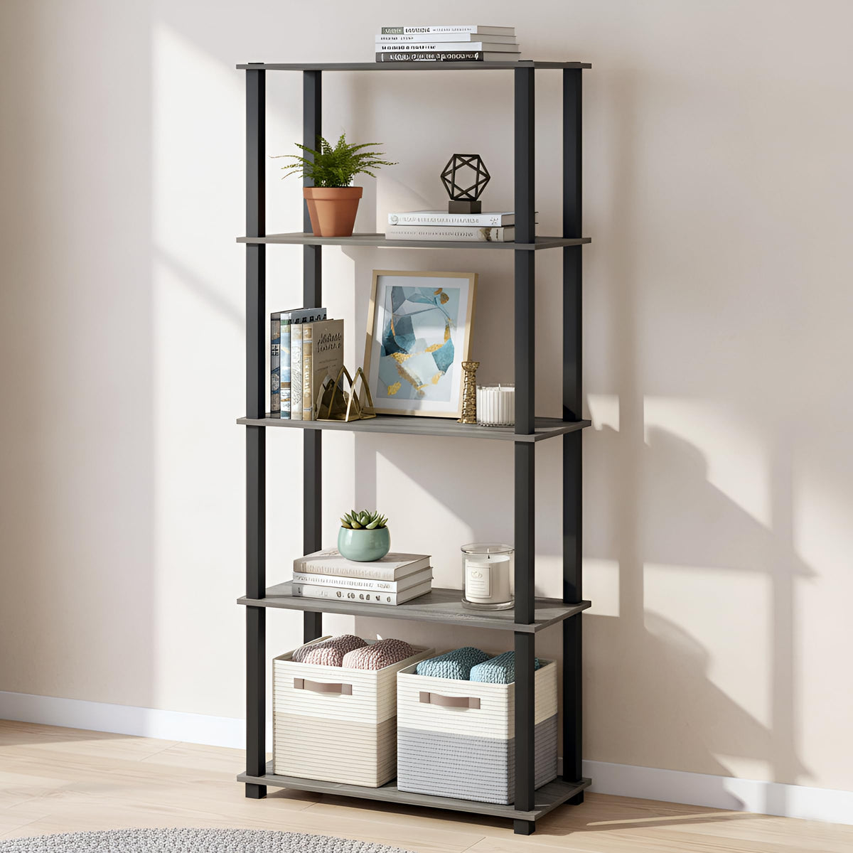 Jd Fresh 5Tier Wooden Open Shelf Rack/Table Corner Display Rack/Storage Shelf Stand/Multipurpose Shelf For Living Room, Bedroom