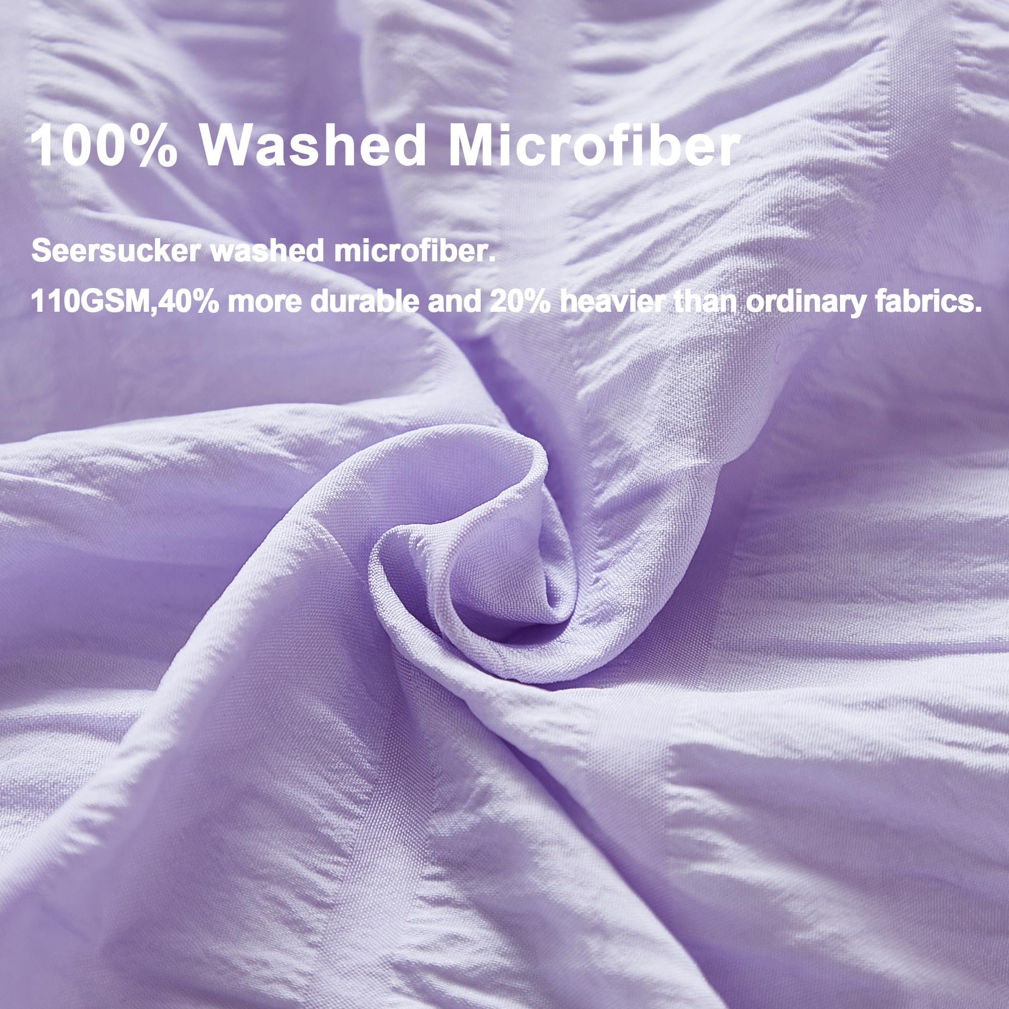Avelom Lavender Purple Seersucker Duvet Cover Set Full (80 X 90 Inches), 3 Pieces (1 Duvet Cover + 2 Pillow Cases), Ultra Soft Washed Microfiber, Textured Duvet Cover With Zipper Closure, Corner Ties