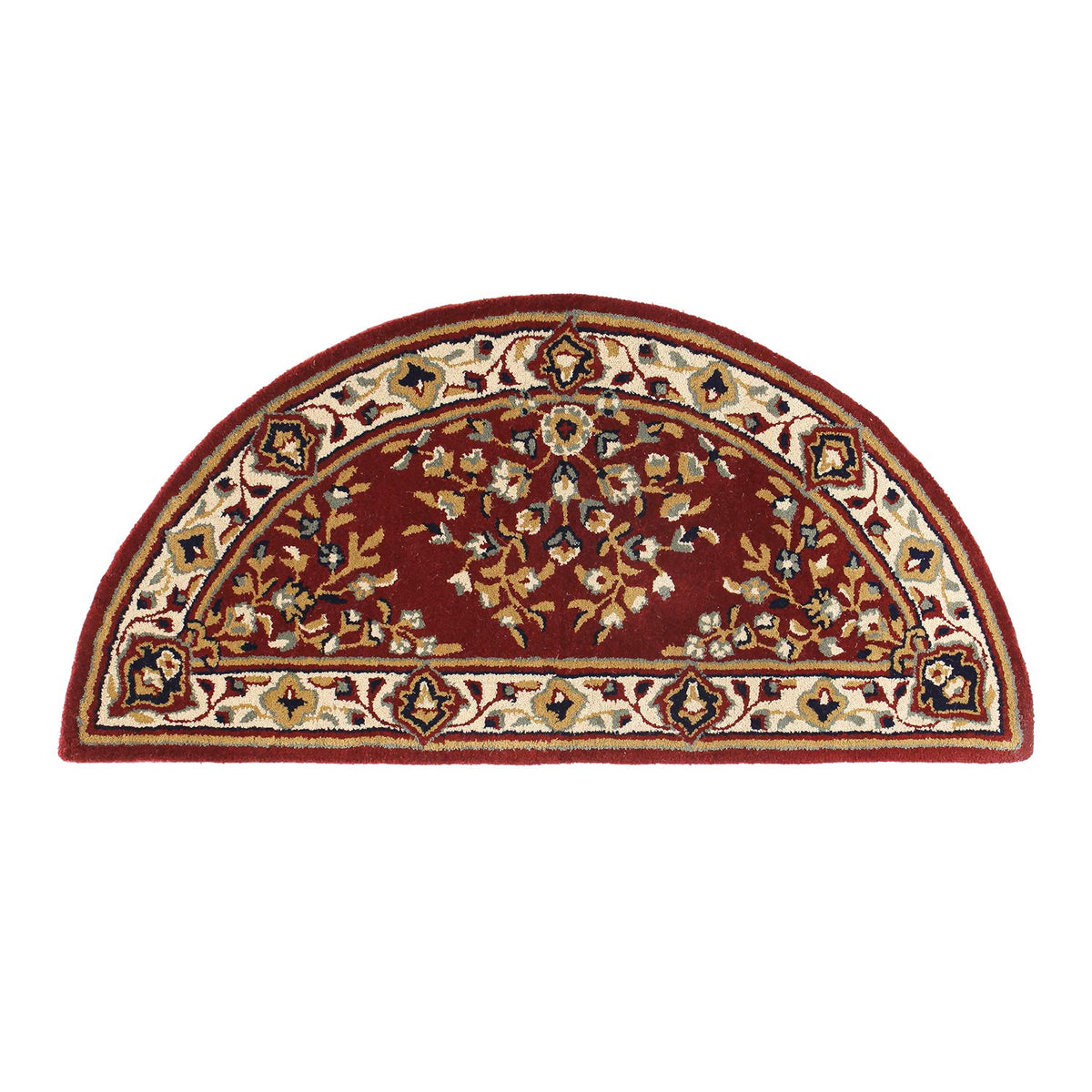 Minuteman International Burgundy Oriental Wool Hearth Rug, Half Round