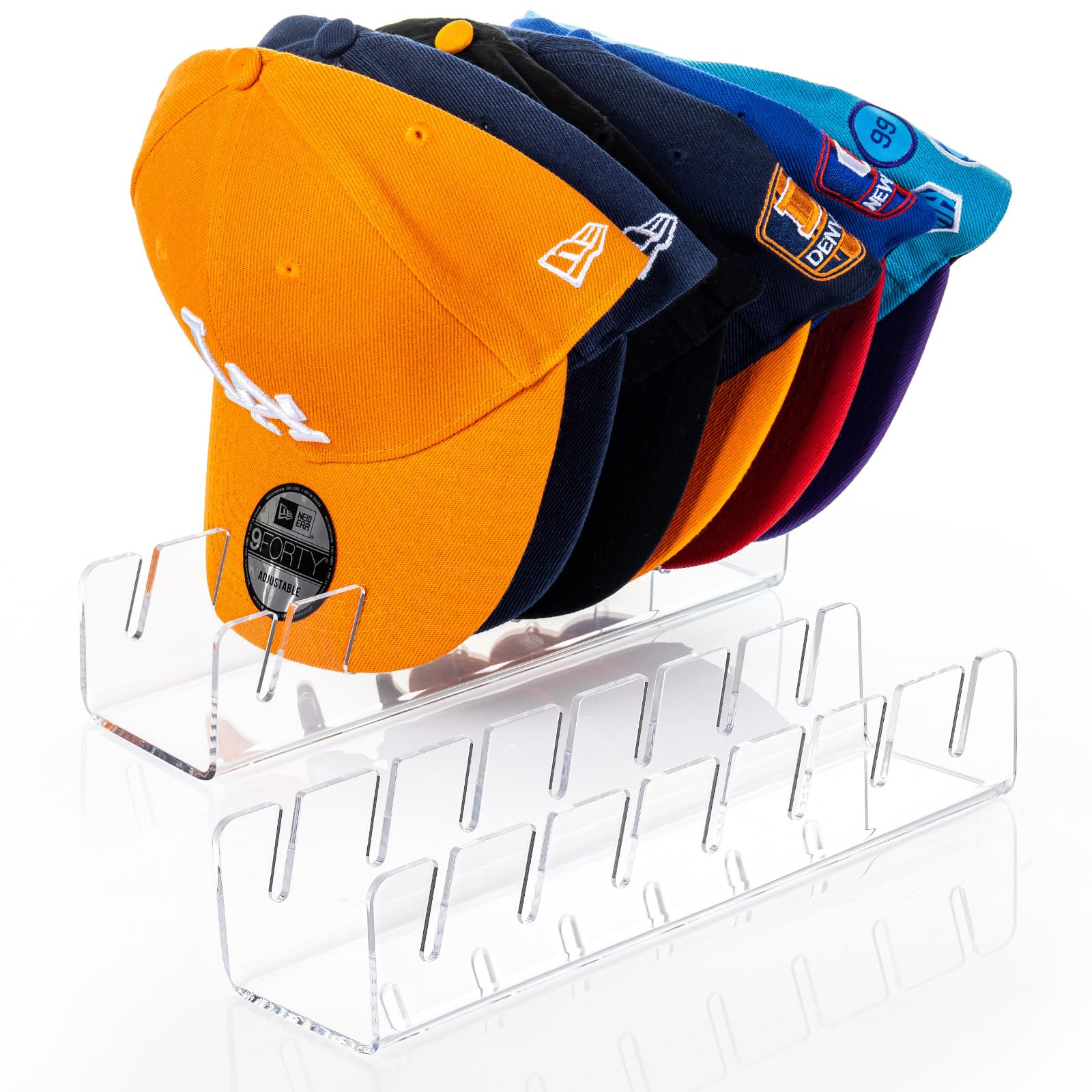 SIPRDE Hat Stand for Baseball Caps Display and Organizer - 2 Pack, No Install Acrylic Hat Holder for 14 Baseball Caps for Bedroo
