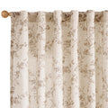 Lazzzy Farmhouse Polyester blended Curtains Taupe Floral Curtains 96 Inch Length Back Tab Drapes for Living Room Bedroom Light F
