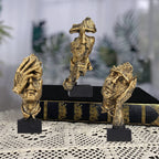 Aboxoo 3 Pcs Thinker Statue, Silence Is Gold Abstract Art Figurine, No Hear No See No Speak Modern Home Resin Sculptures Decorat