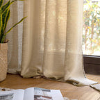 Miulee Tan Brown Faux Linen Textured Semi Sheer Curtains 2 Panels Set For Bedroom Living Room, Light Filtering Privacy Curtains