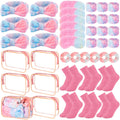 AOWLOG 42 Pcs Sleepover Party Supplies,Girls Spa Parties Pink Sleepover Supplies with Headbands Wristband Eye Masks Hair Ties So